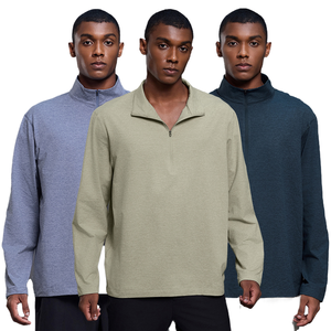 Al por mayor Top <span class=keywords><strong>de</strong></span> invierno con cuello mandarín, media cremallera, bajo holgado y puños ligeros para hombre, deportivo, fitness y running - Product Image 1