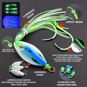Mồi câu jig phát sáng 100g 150g 200g, mồi câu mực, móc phụ inchiku, mồi câu slow pitch dành cho cá kiếm, câu biển nước mặn - Product Image 5