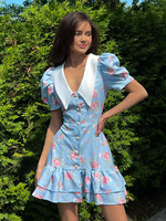 Col en V manches bouffantes robe Sexy dames Vestidos Florales 2025 été floral robe courte à volants