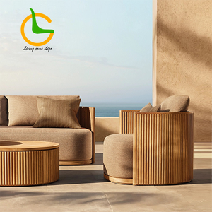 Divano divano in <span class=keywords><strong>legno</strong></span> di lusso a forma di L Set impermeabile Teak mobili da esterno durevole soggiorno adatto da <span class=keywords><strong>giardino</strong></span> o da esterno - Product Image 2