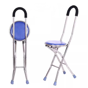 Chaise canne avec tabouret en acier inoxydable, capacité de charge 300 kg, pliable pour personnes âgées - Product Image 4