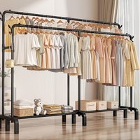 Organisateur de vêtements multifonctionnel en métal à double niveau, sur pied, mobile, gain de place, pour salon moderne
