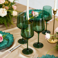 Verres à vin Lanques vert émeraude de style européen, fabriqués à la machine, lavables au lave-vaisselle, durables, pour vin rouge, Bordeaux, maison, hôtel, mariage