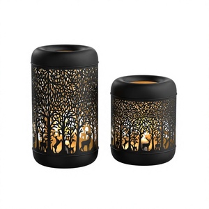 Decoración Navideña, Juego de 2 Faroles Metálicos para Velas, Portavelas de Hierro Vintage para Mesa, Decoración con Faroles para Velas de Té - Product Image 1