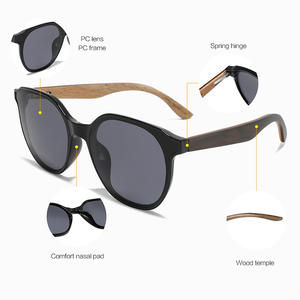 Gafas de Sol de Montura Grande con Patillas de Madera, Protección UV400, Montura de PC, Lentes TAC, Unisex, a la Moda, para Conducir, Protección Solar - Product Image 4