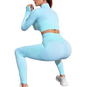Conjunto Deportivo de Yoga sin Costuras a la Moda, Conjunto de Dos Piezas, Leggings y Top con Cremallera para Gimnasio, Leggings de Yoga para Mujer - Product Image 5