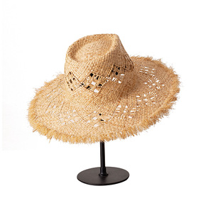 Sombrero de Paja Rafia Tejido a Mano con Rayas Naturales para Mujer, Estilo Panamá, con Cinta de Rafia, para Uso Diario, Viajes, Fiestas y Playa, Marca ANAN - Product Image 4