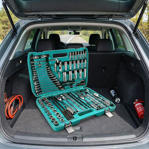Jeu de clés à douilles de qualité industrielle 121 pièces, poignée à cliquet 1/4 pouce, outils de réparation automobile SAE et métriques pour la réparation automobile, le bricolage et l'usage domestique - Product Image 1