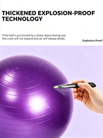 Ballon de gym/yoga en PVC personnalisé, 4 tailles, anti-éclatement, antidérapant, extra épais, durable, incl. Exercices