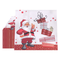 Serviettes en papier imprimées personnalisées pour Noël, nouvelle arrivée en gros, 2 plis, pliées en 1/4, jetables
