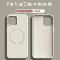 Casing Silikon Cairan dengan Sentuhan Halus untuk iPhone 14 Plus 12 13 11 untuk iPhone 15 Pro Max Casing Ponsel Magnetik Silikon