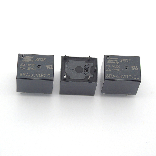 5V 12V 24V 20A DC Power Relay SRA-05VDC-CL SRA-12VDC-CL SRA-24VDC-CL 5Pin PCB Type in Stock Black Automobile Relay