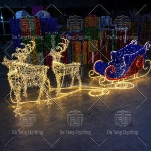 Outdoor Christmas Santa Claus Reindeer Sleigh Motif <b>Light</b> For Commercial Holiday Decoration - Product Image 4