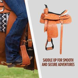 Ensemble de selle de course de chevaux Endurance Selle de course de sport avec arbre en plastique en cuir assorti - Product Image 2