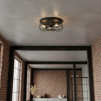 Lustre LED moderne à 3 lumières en forme de cage, vente directe usine Huicai, étanche IP66, pour extérieur, en métal, avec interrupteur, semi-plafonnier DIY