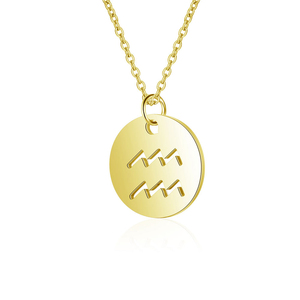 Ledemanco-pendentif zodiaque pour femmes, collier à breloques rondes et creuses, bélier Scorpio Horoscope, vente en gros - Product Image 5