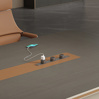 Table de réunion de direction de grande taille en placage de bois de qualité E0, table de conférence moderne de luxe avec prises électriques