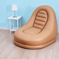 Canapé gonflable moderne et portable en PVC floqué avec repose-pieds, canapé gonflable pliable personnalisé en usine pour salon et camping