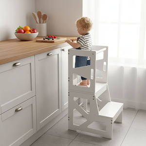 Tour d'apprentissage multifonctionnelle moderne Montessori en bois 3-en-1 convertible et réglable pour tout-petits, aide de cuisine, marchepied, chambre - Product Image 2