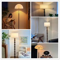 Lampadaire Nordique Moderne avec Abat-jour en Tissu, Corps en Bois Massif, Base en Marbre, Lumière Chaude pour Salon, Chambre, Hôtel, Décoration Intérieure