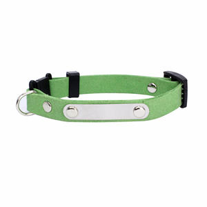 <span class=keywords><strong>Collar</strong></span> de poliéster suave para gatos domésticos con patrón sólido y etiqueta de nombre de acero inoxidable - Product Image 4