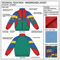 Veste décontractée ample pour homme, style vintage, col montant, respirante, en toile, color block rouge, bleu, jaune, vert, pour l'automne – OEM/ODM