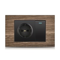 Interrupteur mural allemand moderne de haute qualité, durable, avec panneau tactile en aluminium, finition bois, norme européenne 118x72mm, IP20, 16A, 250V, 2 pôles