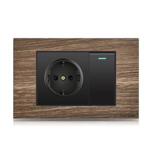 Panel de madera de alta calidad con acabado de veta de madera, estándar europeo 118, interruptor de pared y enchufe alemán. - Product Image 3