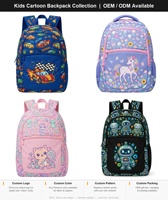 Mochila Escolar Infantil de Dibujos Animados OEM de Fábrica, Poliéster, Gran Capacidad, Cierre de Cremallera, Logotipo Personalizado para Niñas y Niños, Uso Escolar Primario