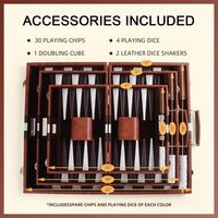 Promotion de la marque Logo personnalisé Voyage portable 15 "18" Luxe Durable Fabriqué à la main en cuir PU Backgammon Jeu de société