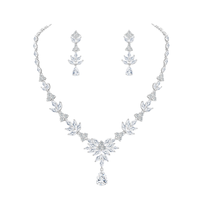 Nouveauté Weiman Jewelry : Parure de mariée CZ avec collier et boucles d'oreilles marquise et goutte d'eau pour mariage et bal de promo, pierre principale zircon