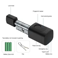 Serrure cylindrique numérique intelligente réglable 60-90 mm TT Lock/Tuya avec déverrouillage par empreinte digitale, application, mot de passe, carte RFID ou clé