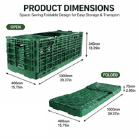 Caisse en plastique empilable et emboîtable HUADING 1000*400*340 mm en PP réutilisable pour entrepôt et logistique