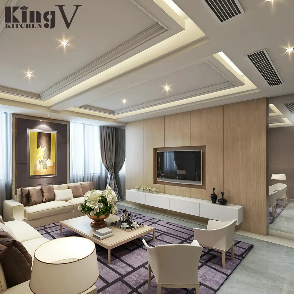 Мебельная мебель KINGV, современные деревянные золотые блоки, дизайн с витриной, шкафчик для французского телевизора, Настенные блоки, телевизионная стойка для гостиной, телевизионный стол