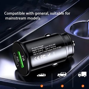 PD USB A + C 5V 3.1A Mini adaptador de coche Ajuste empotrado Puerto de carga rápida para iPhone 15/14/13 Series Todos los teléfonos inteligentes Cámara Reloj inteligente - Product Image 3