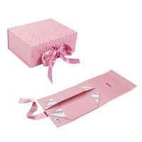 Boîte cadeau magnétique rose personnalisée en gros avec ruban en satin, boîte d'emballage rigide pliable en papier avec logo pour cadeau