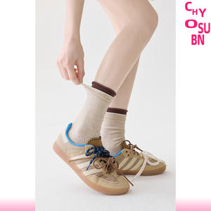 <span class=keywords><strong>Calcetines</strong></span> Funchen Crew de Doble Capa, de Algodón, Estilo Slouch, para Mujer, Verano, <span class=keywords><strong>con</strong></span> Volantes, Modernos, Grises, Finos, Transpirables, <span class=keywords><strong>con</strong></span> Encaje Jacquard - Product Image 2