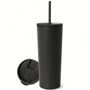 Bouteille d'eau sport isotherme en acier inoxydable à double paroi avec logo personnalisé, 16oz 20oz, avec paille pliable - Product Image 3