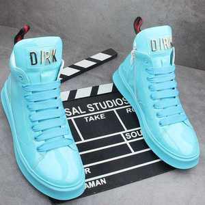 Летняя Мужская обувь новая высокая обувь модные мужские повседневные кроссовки из лакированной кожи - Product Image 2