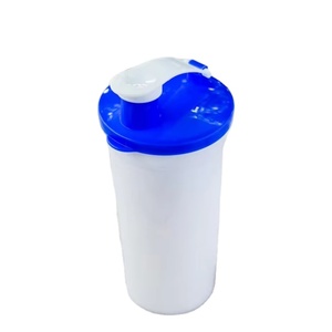 450ML Reusable Single Wall Drink Cup With Blue Cap Lightweight Plastic <b>Shaker</b> <b>Bottle</b> For Refreshing Cold Drinks Daily - Product Image 1