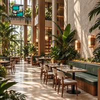 Ensemble de banquettes de restaurant personnalisables en cuir vert rembourré, table à manger en pierre frittée, chaises de restaurant, OEM ODM, vente en gros