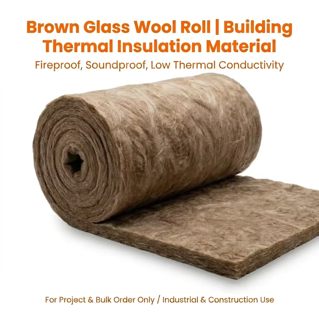 Eco Tech Brown Glass Wool Blanket For Exterior Construction Reliable Thermal Insulation Fire Water Prevention 5+ Year Warranty