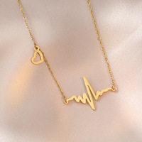 Collier à pendentif personnalisé motif de battement de cœur Nouveau design Fête de vacances Collier à pendentif amour battant en or
