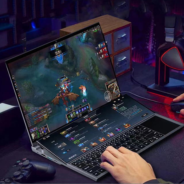 New Design 16+14 Inch Dual Screen Notebook Computer Gaming Windows10 Win10 I7 Slim Laptop Computer