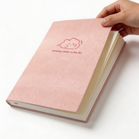 Diario de tapa dura de tela rosa con diseño de nubes, cuaderno de regalo con diseño de enviar una carta al cielo