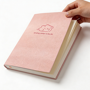 <b>Pink</b> Fabric Hardcover Diary With Cloud Design Sending A Letter To The Sky Gift <b>Notebook</b> - Product Image 5