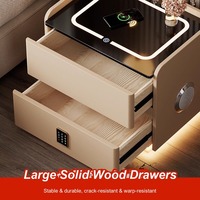 Mesita de Noche Inteligente con Carga Inalámbrica, Luz LED, Altavoz Bluetooth, Cerradura Digital y Puertos USB para Dormitorio