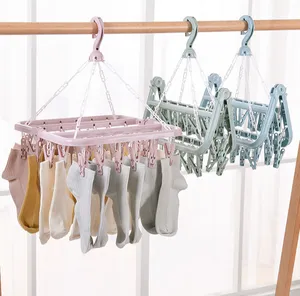 Wholesale Sock Hangers Plastic Foldable Underwear Hangers With Detachable Clips