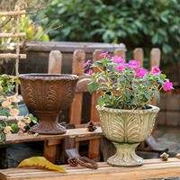 Pot de fleurs en grès rustique, style européen pastoral, pour bonsaï et plantes succulentes d'extérieur, à parois droites, pour usage domestique