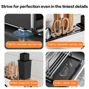 رف تخزين سكاكين منزلي مثبت على الحائط من الفولاذ المقاوم للصدأ رف تخزين متعدد الوظائف رف تصريف - Product Image 4